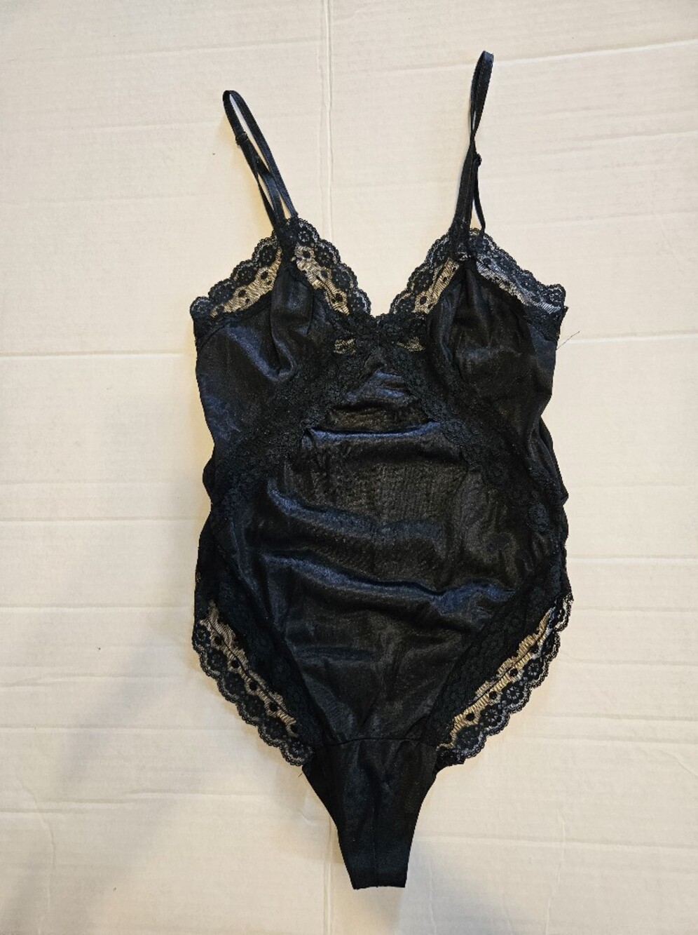 Vintage Pandora by Chic Black Lace Teddy Bodysuit 70s Made in California S